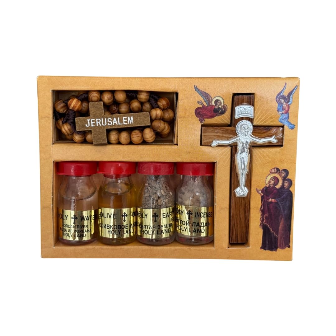 Amazon.com: Blessing Kit Rosary Beads Holy Water Bottle Holy Oil